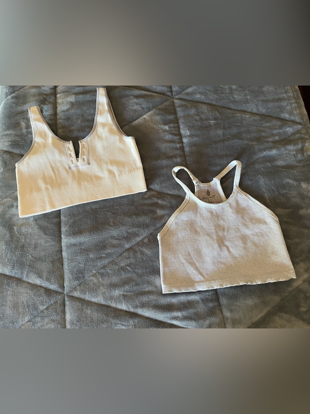 Free People and Urban Outfitters Set of Two White Ribbed Crop Tops
